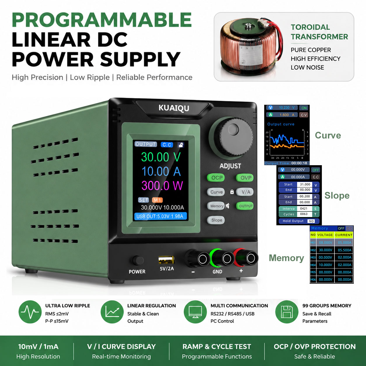 Programmable Linear Dc Power Supply 30V 10A - Fuente de alimentación lineal de CC