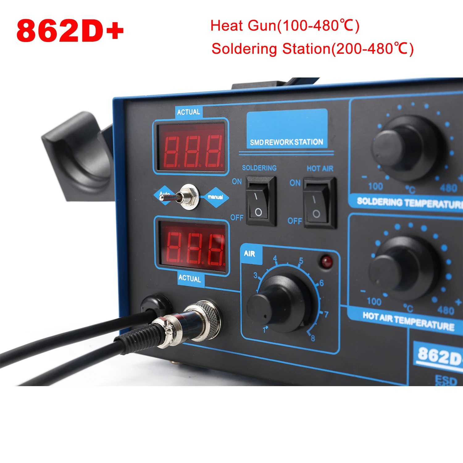 Estación de soldadura 862D+ 2  - Smd Rework Station Hot Air Soldering 2 In 1 reseña y precio