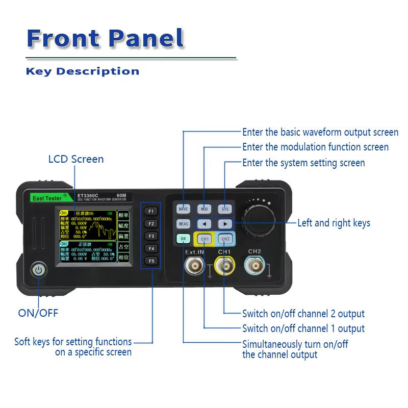 East Tester ET3320/40/60C Mini - Dual Channel Arbitrary Waveform Function Generator 60Mhz reseña y precio